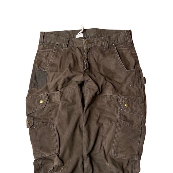 Y2K Carhartt Distressed Ripstop Pants B342 DFE Brown 32X30 - Picture 2 of 8